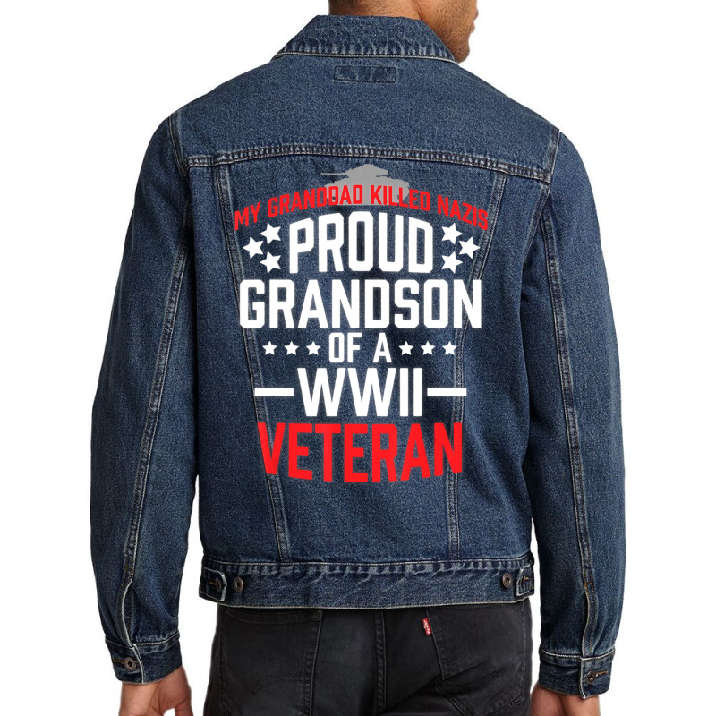 Proud Grandson Of A Wwii Veteran Military Men Denim Jacket by yumgaugeteuda | Artistshot