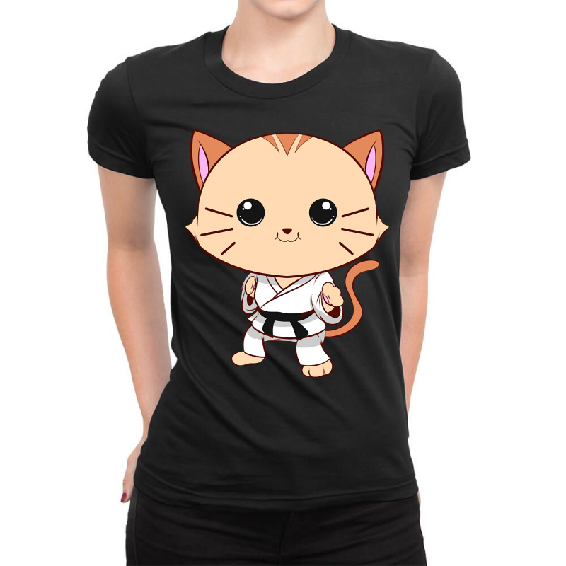 Jiu Jitsu Cat Kawaii Mma Martial Arts Pet Owner Ladies Fitted T-Shirt by greggjvandervor | Artistshot