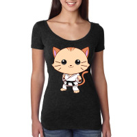 Jiu Jitsu Cat Kawaii Mma Martial Arts Pet Owner Women's Triblend Scoop T-shirt | Artistshot