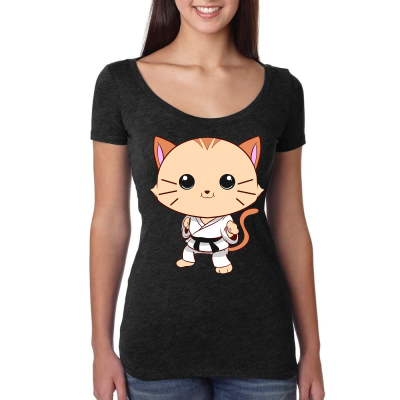 Jiu Jitsu Cat Kawaii Mma Martial Arts Pet Owner Women's Triblend Scoop T-shirt by greggjvandervor | Artistshot