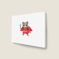 Kawaii Samurai Ninja Cat Landscape Canvas Print | Artistshot