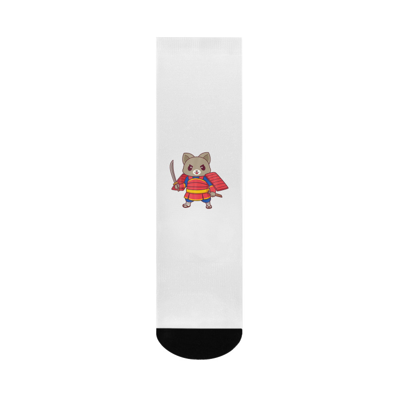 Kawaii Samurai Ninja Cat Crew Socks | Artistshot