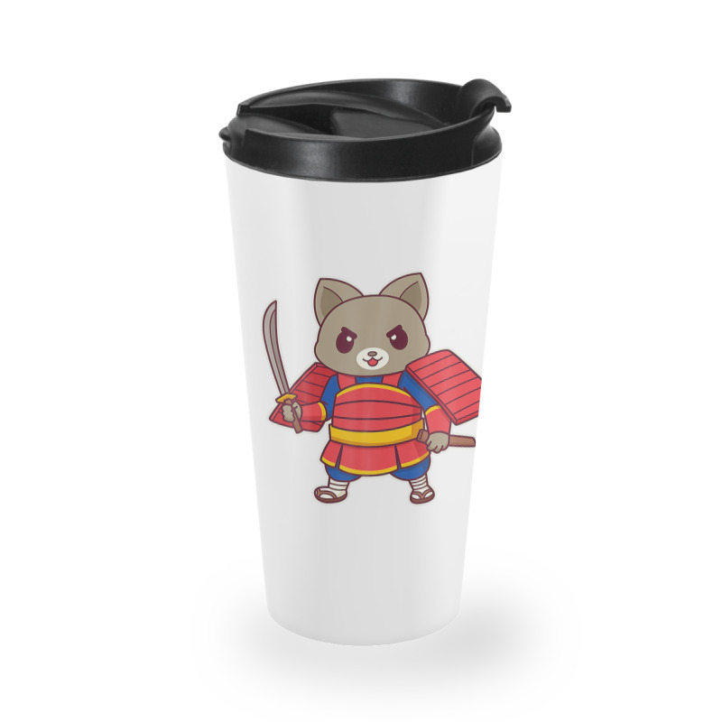 Kawaii Samurai Ninja Cat Travel Mug | Artistshot