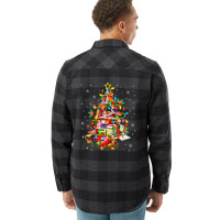 Xmas Tree Library Xmas Lights Tree Book Lover Librarian Flannel Shirt | Artistshot