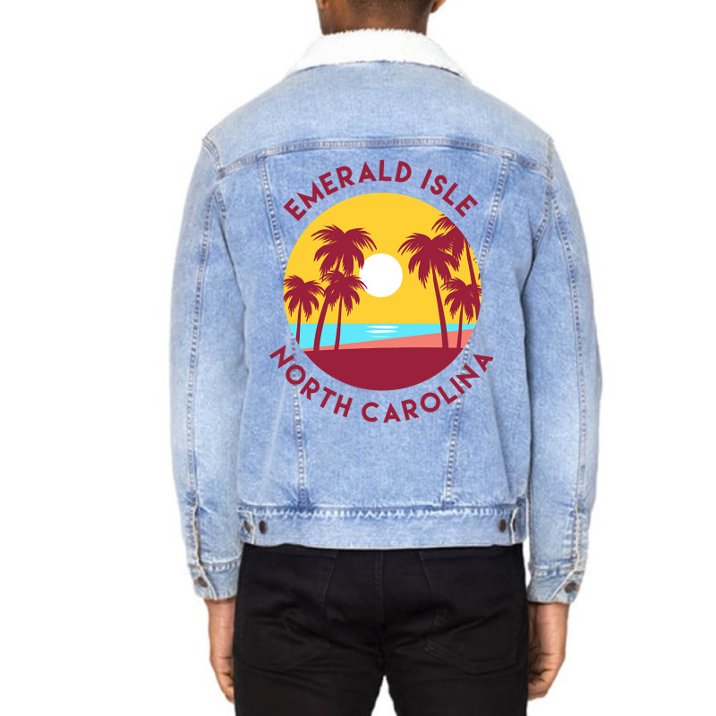 Emerald Isle, North Carolina Unisex Sherpa-Lined Denim Jacket by bummercaught | Artistshot