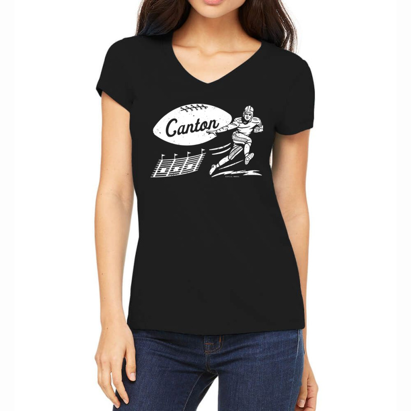 Vintage Football Canton Bulldogs White Canton Wordmark Women's V-neck T-shirt | Artistshot