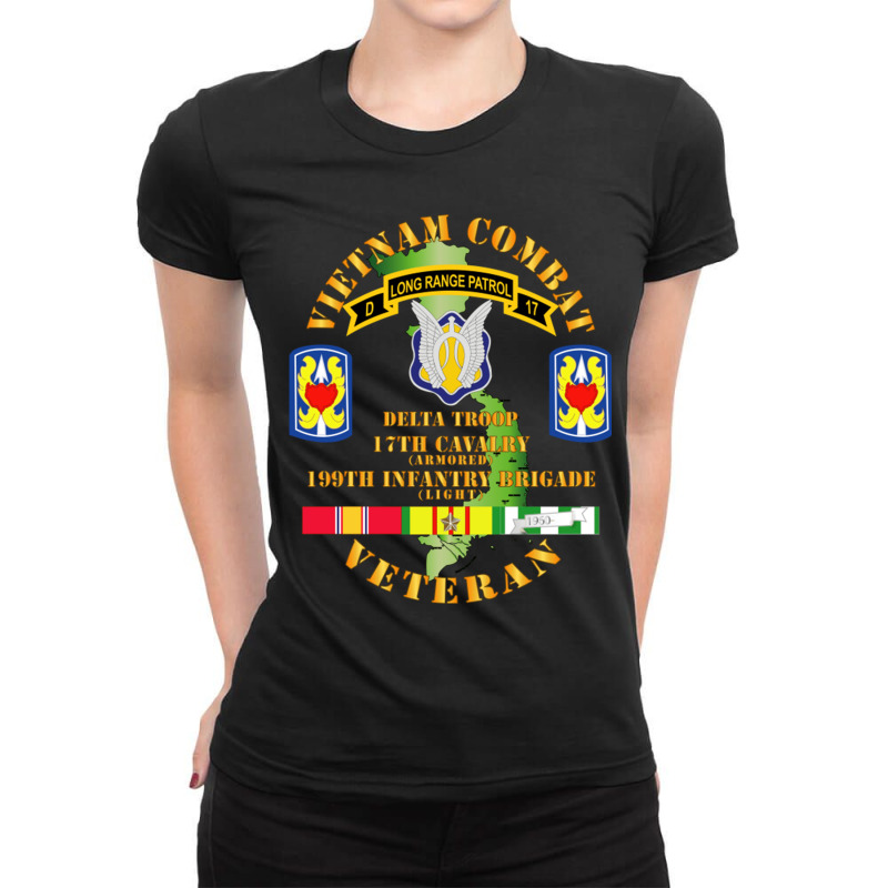 Vietnam Combat Veteran W D Troop 17th Cav 199th Inf Bde W Svc Ladies Fitted T-Shirt by LanaErica | Artistshot