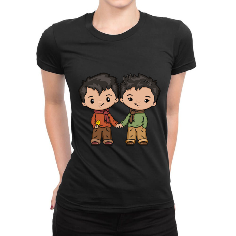 Cute Lgbtq Gay Latin Hispanic And Asian Fun Gay-bee Male Couple Ladies Fitted T-Shirt by Brink Beaulah | Artistshot