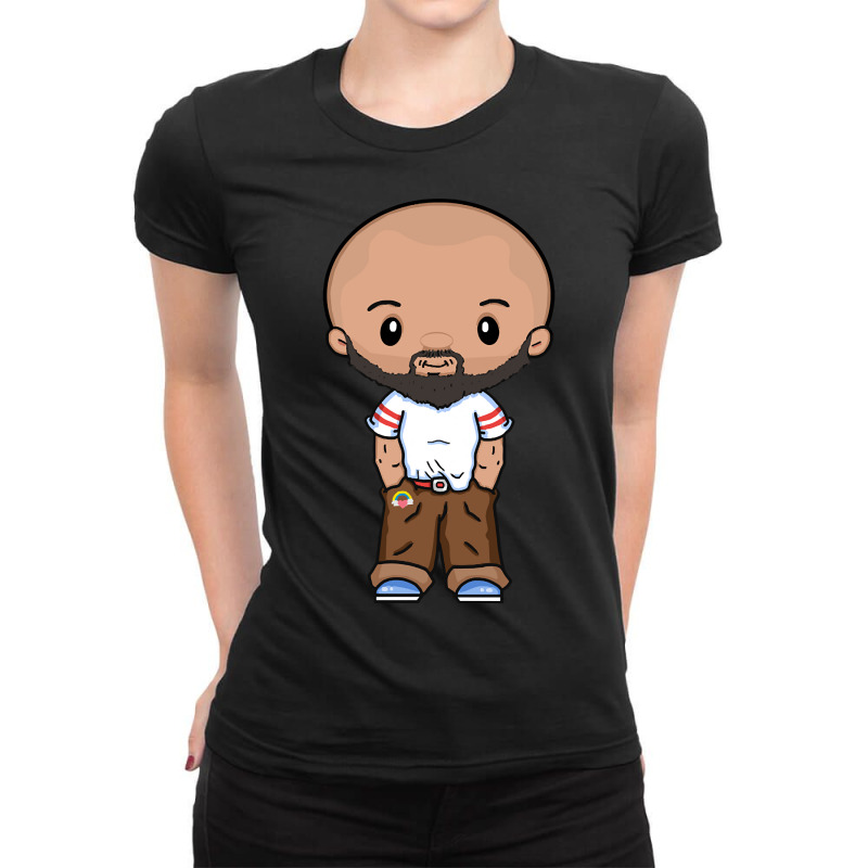 Cute Lgbtq Gay Latin Hispanic Bald Beard Male Fun Rainbow Pocket Gay-b Ladies Fitted T-Shirt by Brink Beaulah | Artistshot