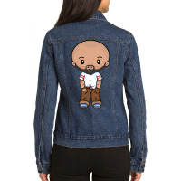 Cute Lgbtq Gay Latin Hispanic Bald Beard Male Fun Rainbow Pocket Gay-b Ladies Denim Jacket | Artistshot