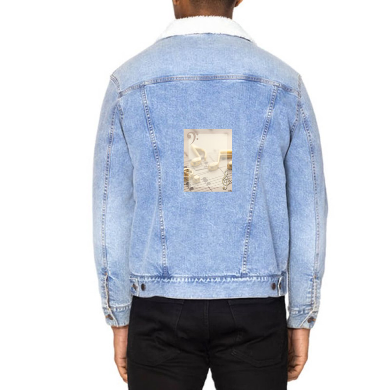 Elegant Music With Gold Notes Unisex Sherpa-Lined Denim Jacket by RahimCook | Artistshot