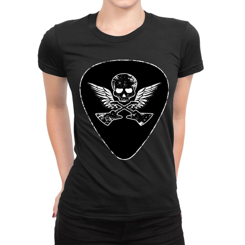 Guitar Pick Skull (2) Ladies Fitted T-Shirt by declangreenwood | Artistshot