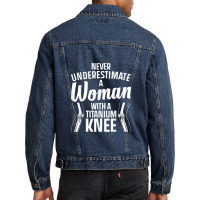 Funny Titanium Knee Surgery Design For Women Knee Recovery Men Denim Jacket | Artistshot