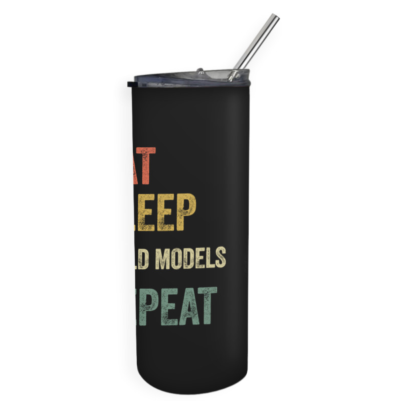 Funny Eat Sleep Build Models Repeat Retro Vintage Skinny Tumbler | Artistshot