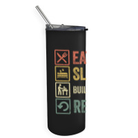 Funny Eat Sleep Build Models Repeat Retro Vintage Skinny Tumbler | Artistshot