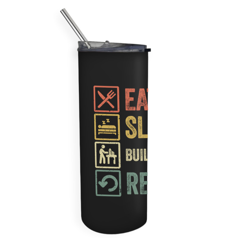 Funny Eat Sleep Build Models Repeat Retro Vintage Skinny Tumbler | Artistshot