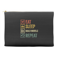 Funny Eat Sleep Build Models Repeat Retro Vintage Accessory Pouches | Artistshot