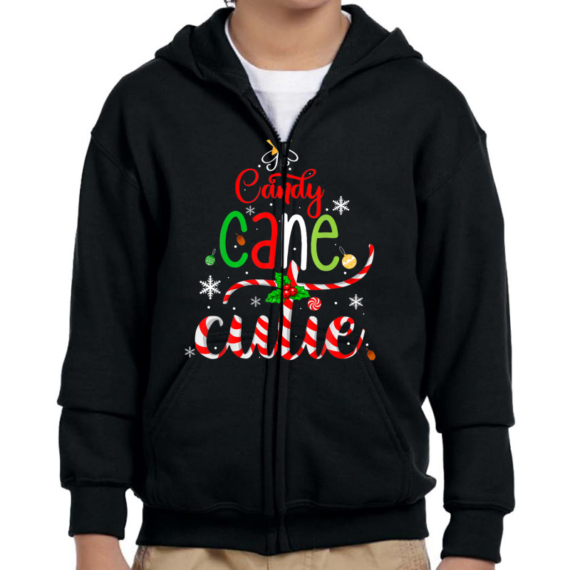 Candy Cane Cutie Funny Christmas Boys Girls Kids Xmas Pajama Youth Zipper Hoodie | Artistshot