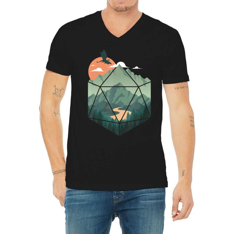 D20 Ar, Dungeons Lover Fantasy Gaming V-Neck Tee by behindcedar22 | Artistshot