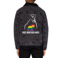 Free Brother Hugs Gay Pride Lgbt Rainbow Men Unisex Sherpa-lined Denim Jacket | Artistshot