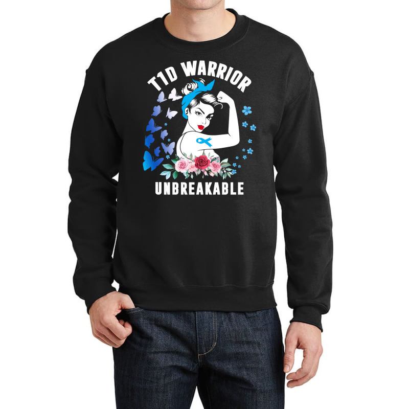 Diabetes Diabetic T1d Warrior Unbreakable Strong Woman Type 1 Diabetes Crewneck Sweatshirt | Artistshot