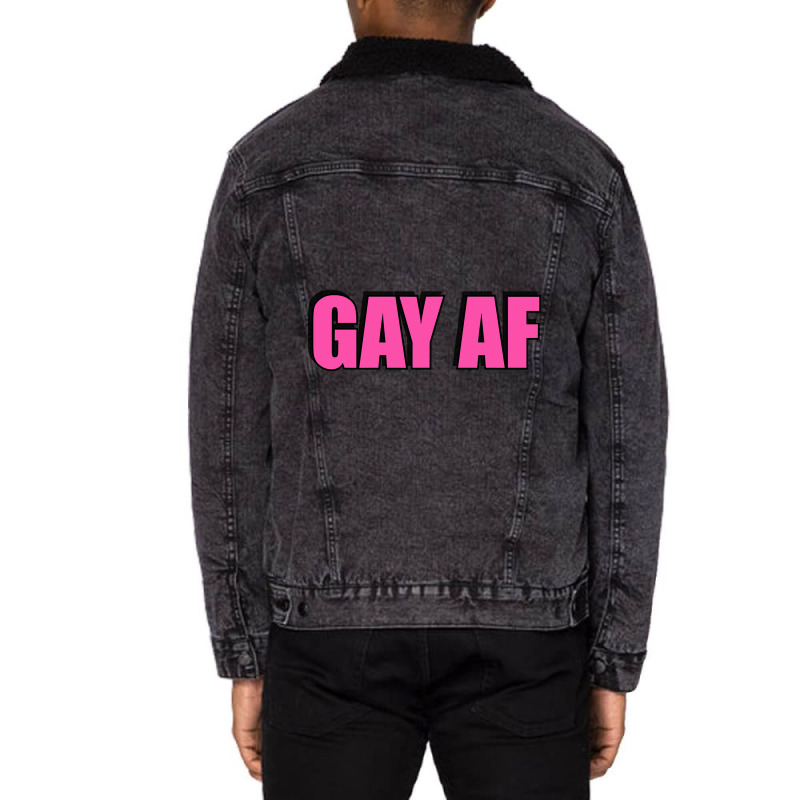 Gay Af - Pink Unisex Sherpa-Lined Denim Jacket by Brink Beaulah | Artistshot