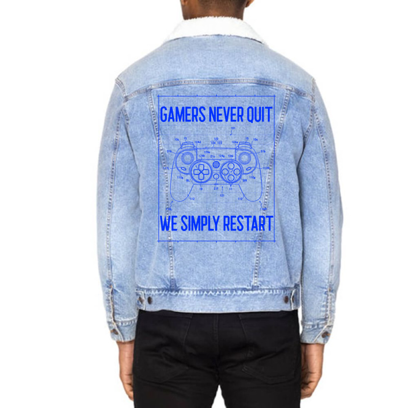 Gamers Never Quit We Simply Restart-fbjiy Unisex Sherpa-lined Denim Jacket | Artistshot