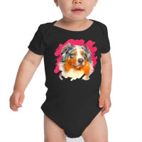 Australian Shepherd T  Shirt Australian Shepherd   Blue Merle Portrait Baby Bodysuit | Artistshot