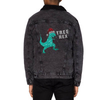 Bling Bling Christmas Tree Rex - Limited Edition Unisex Sherpa-lined Denim Jacket | Artistshot