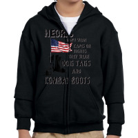 Heros Wear Dog Tags And Combat Boots Veteran Youth Zipper Hoodie | Artistshot