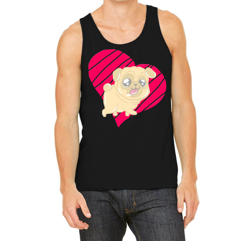 Cute Pug Heart Love Gift T  Shirt Cute Pug Dog Heart Clothing T  Shirt Tank Top | Artistshot