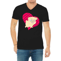 Cute Pug Heart Love Gift T  Shirt Cute Pug Dog Heart Clothing T  Shirt V-neck Tee | Artistshot