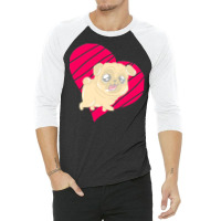 Cute Pug Heart Love Gift T  Shirt Cute Pug Dog Heart Clothing T  Shirt 3/4 Sleeve Shirt | Artistshot