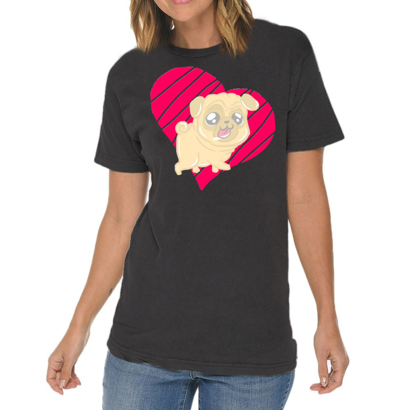 Cute Pug Heart Love Gift T  Shirt Cute Pug Dog Heart Clothing T  Shirt Vintage T-shirt | Artistshot