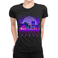 Synthwave T  Shirt Futuristic Neon City Synthwave T  Shirt Ladies Fitted T-shirt | Artistshot