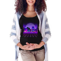 Synthwave T  Shirt Futuristic Neon City Synthwave T  Shirt Maternity Scoop Neck T-shirt | Artistshot