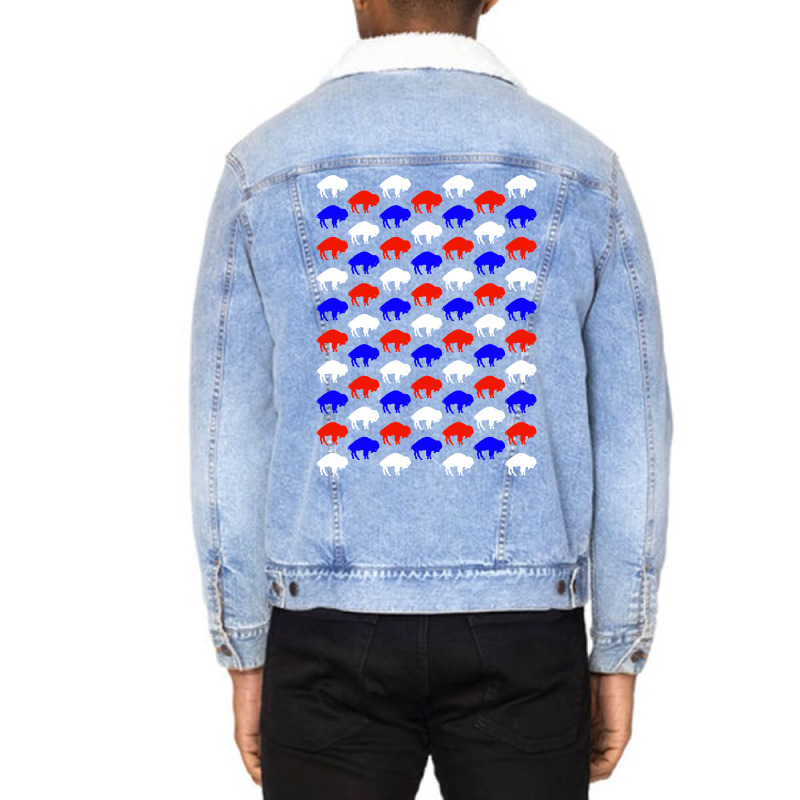 Standing Buffalo Pattern Unisex Sherpa-Lined Denim Jacket by mckeebeckett3l9yxd | Artistshot