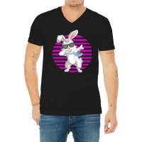 Dabbing Bunny Funny Rabbit T  Shirt Funny Dabbit Dabbing Rabbit Sungla V-neck Tee | Artistshot