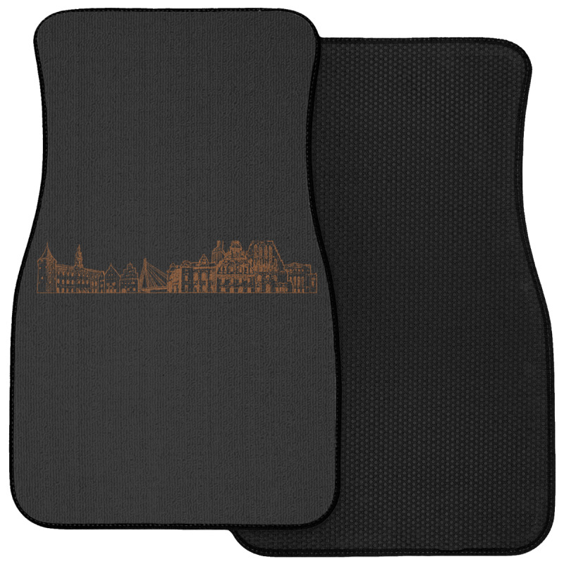 Riga Hand Drawn Skyline Front Car Mat | Artistshot