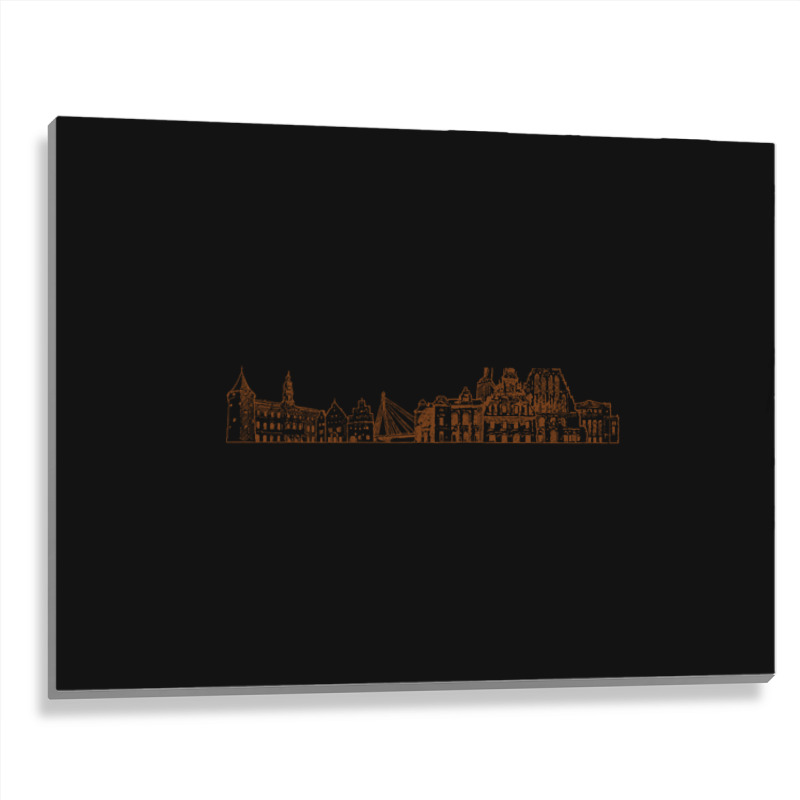 Riga Hand Drawn Skyline Metal Print Horizontal | Artistshot