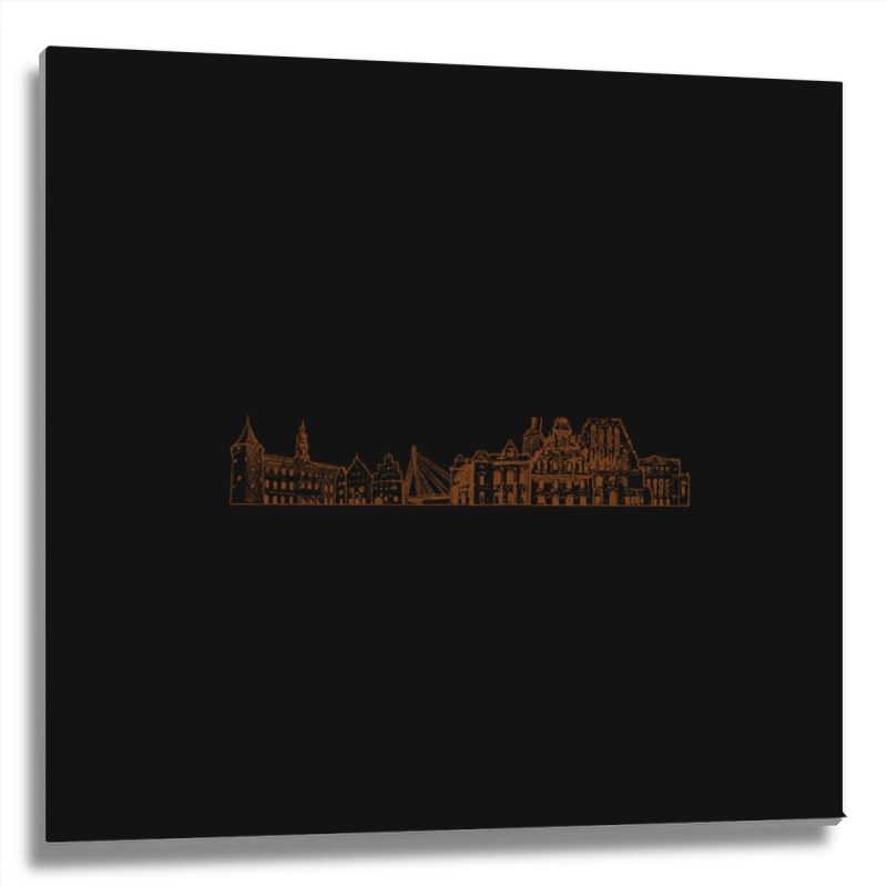 Riga Hand Drawn Skyline Metal Print Square | Artistshot