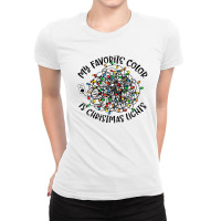 My Favorite Color Is Christmas Lights, Funny Christmas Ladies Fitted T-shirt | Artistshot