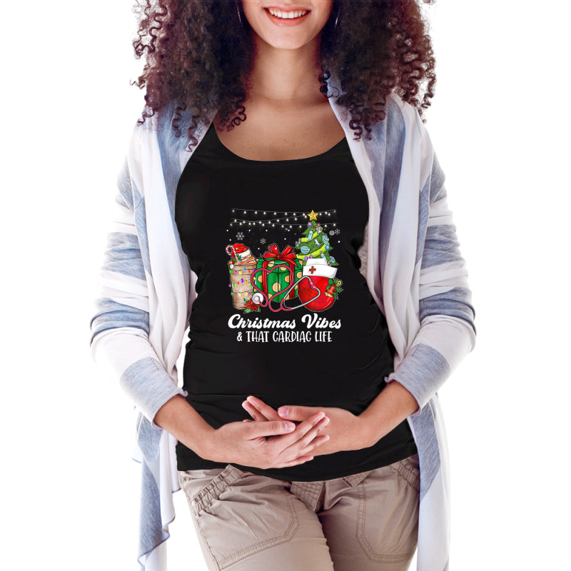 Christmas Vibes & That Cardiac Nurse Life Xmas Tree Balls Maternity Scoop Neck T-shirt by lequyardore4 | Artistshot