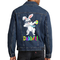 Dabbit Dabbing Easter Bunny Easter Egg T  Shirt Funny Dabbit Dabbing R Men Denim Jacket | Artistshot