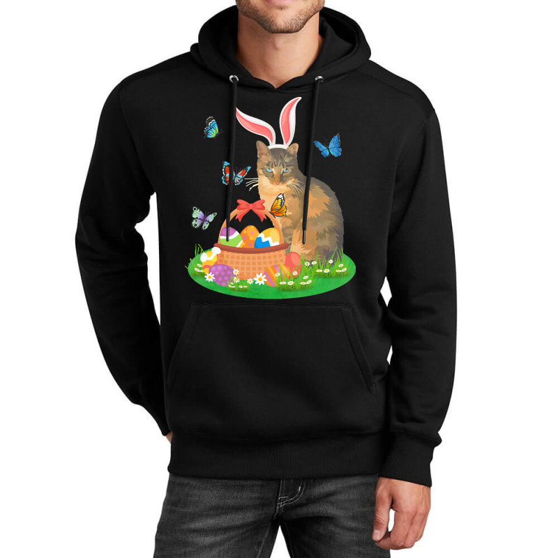 Easter Day T  Shirt Cat With Bunny Ears And Eggs Basket Kids Men Women Unisex Hoodie | Artistshot