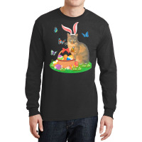 Easter Day T  Shirt Cat With Bunny Ears And Eggs Basket Kids Men Women Long Sleeve Shirts | Artistshot