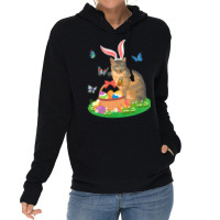 Easter Day T  Shirt Cat With Bunny Ears And Eggs Basket Kids Men Women Lightweight Hoodie | Artistshot