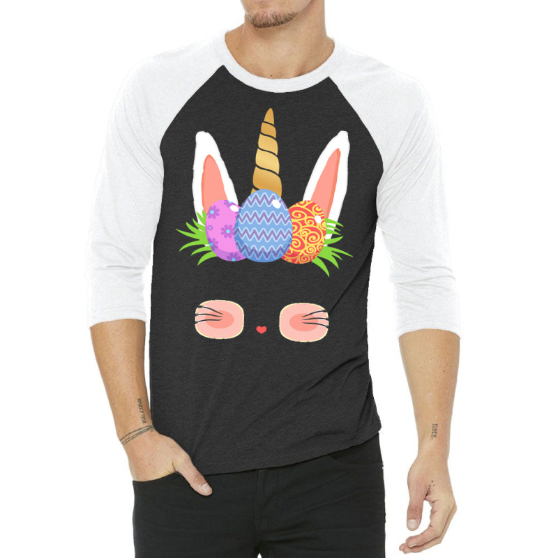 Easter Day T  Shirt Cute Easter Bunny Unicorn Eggs Gifts Kids Toddler 3/4 Sleeve Shirt | Artistshot