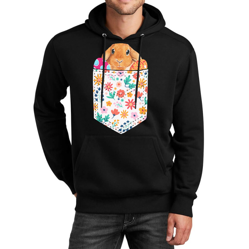 Easter Day T  Shirt Cute Rabbit Bunny Pet Easter Eggs In Pocket Easter Unisex Hoodie | Artistshot