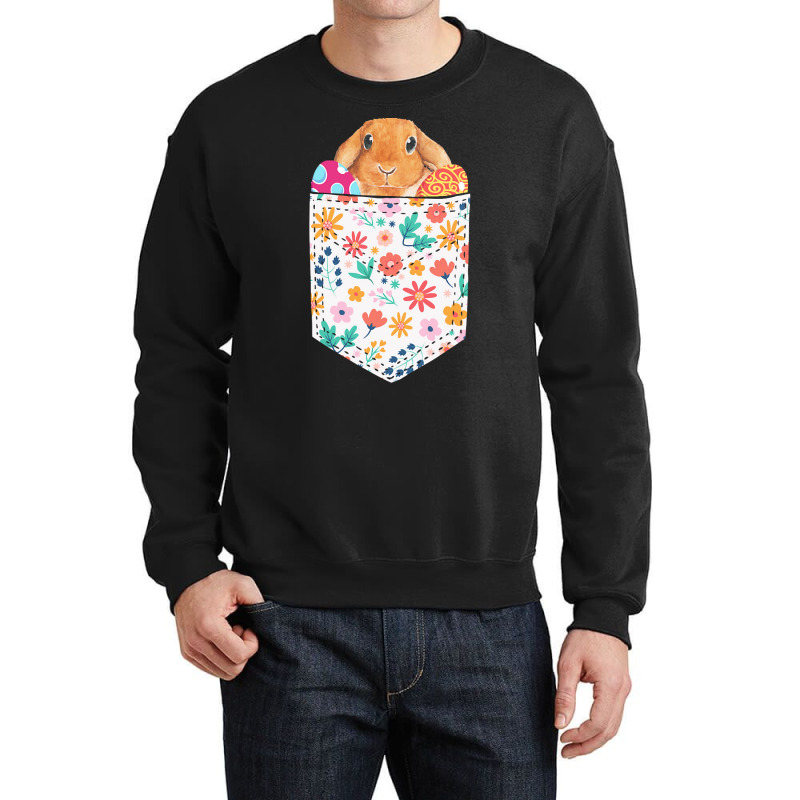 Easter Day T  Shirt Cute Rabbit Bunny Pet Easter Eggs In Pocket Easter Crewneck Sweatshirt | Artistshot